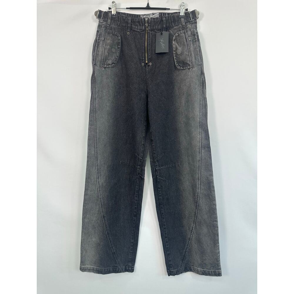 NWT Fine Culture Two-Tone Denim Jeans Men’s S (W28 L32) Black Wide Baggy Street